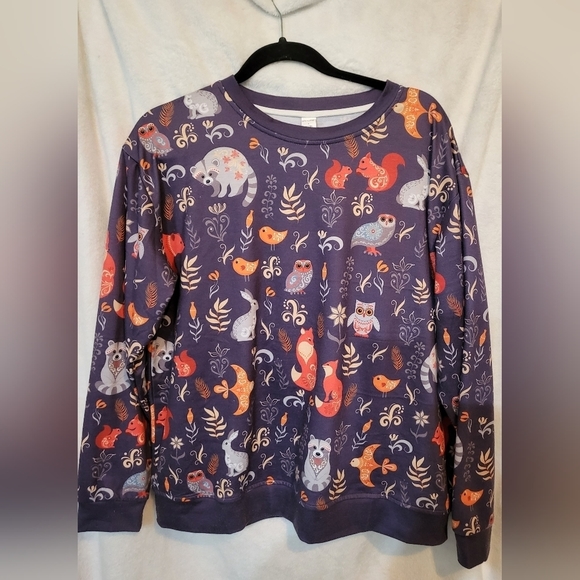 Pixie Lady Tops - Pixie Lady Forest Animals Sweatshirt Size Large